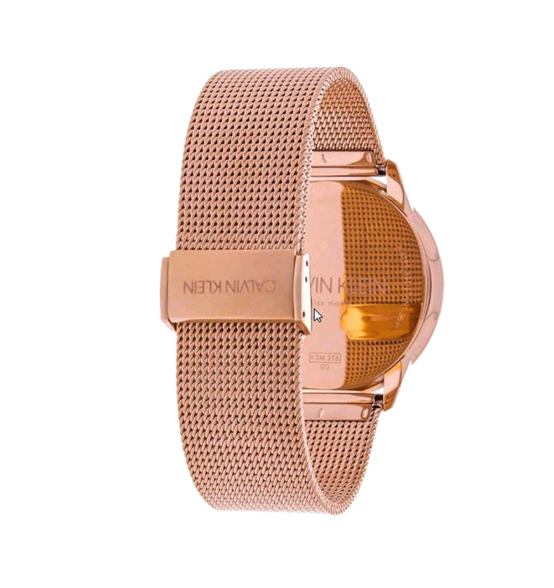 Montre Femme Calvin Klein minimale Maille Or Rose