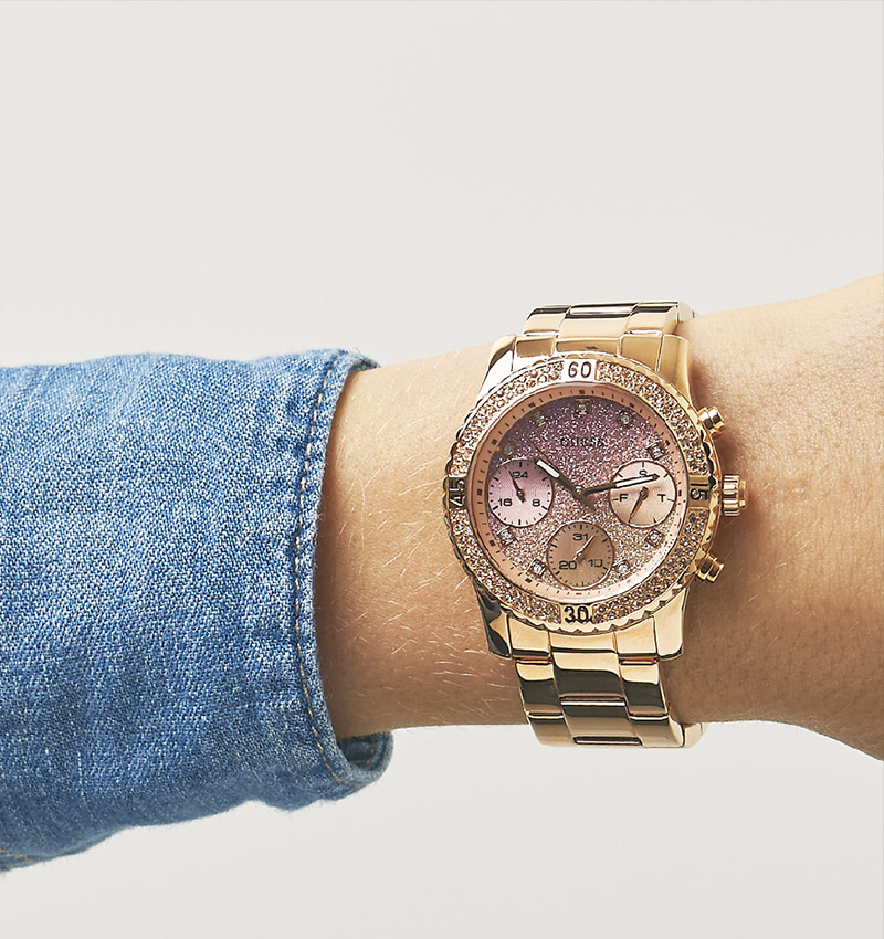 Montre femme guess confetti dorée