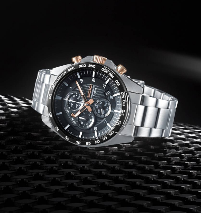 montre homme seiko sport quartz chrono acier ssb323p1