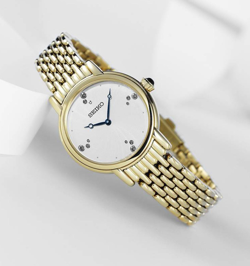 montre femme seiko classique dame or