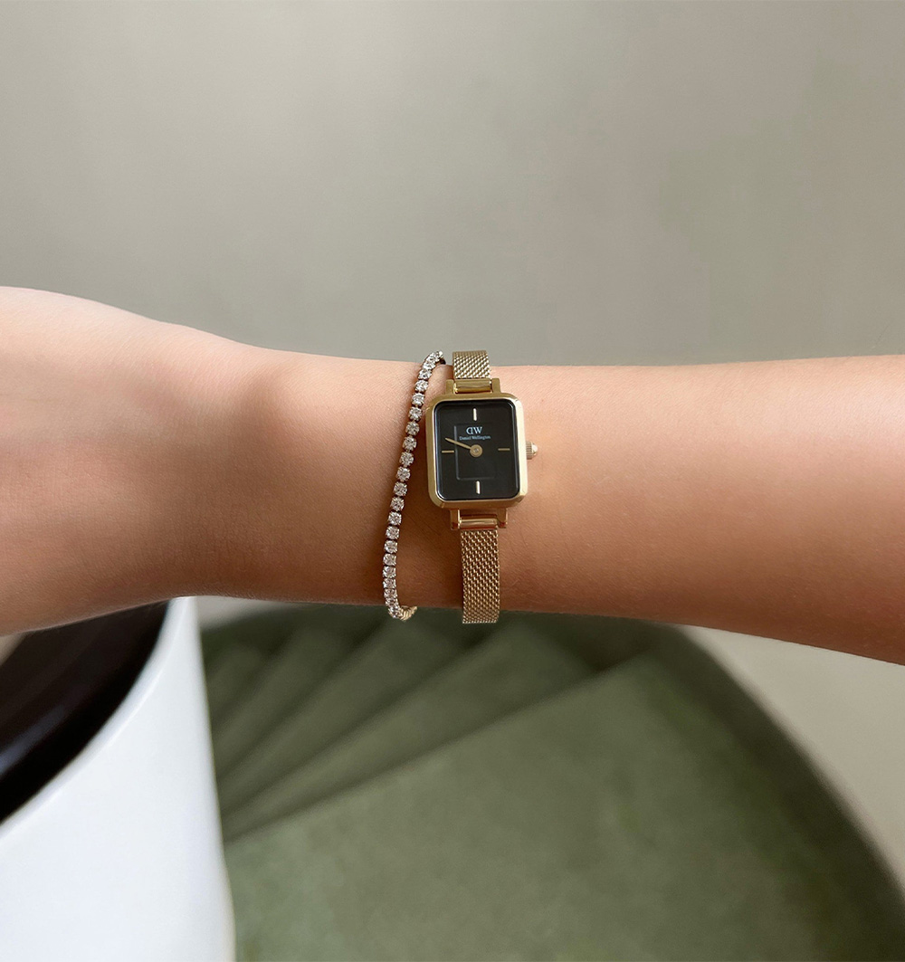 montre femme daniel wellington quadro mini evergold onyx