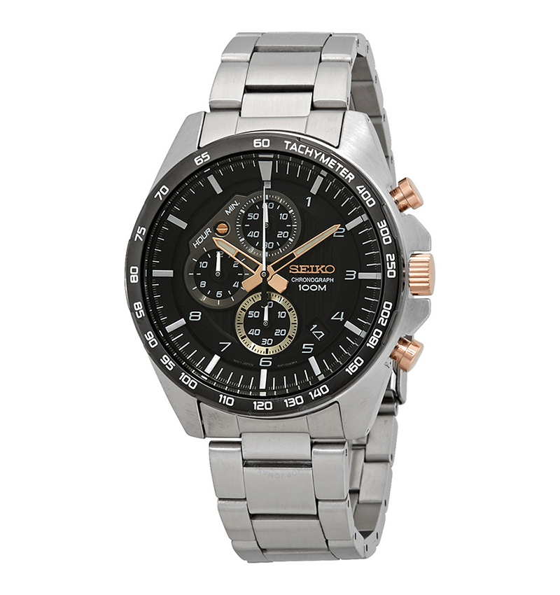 montre homme seiko sport quartz chrono acier ssb323p1