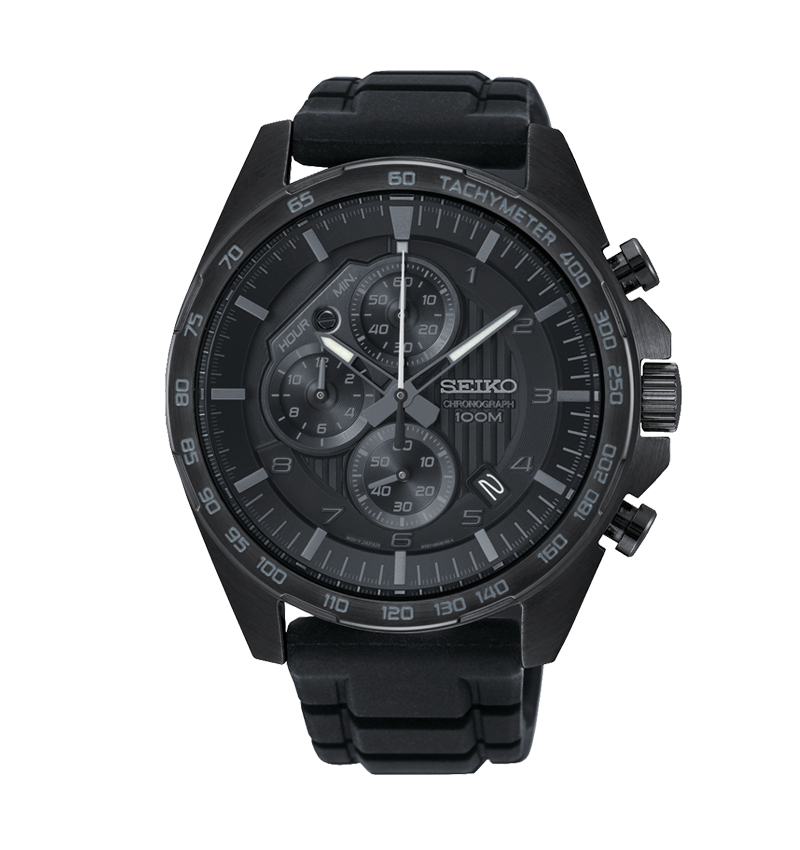 montre homme seiko silicone noir chrono sports ssb327p1