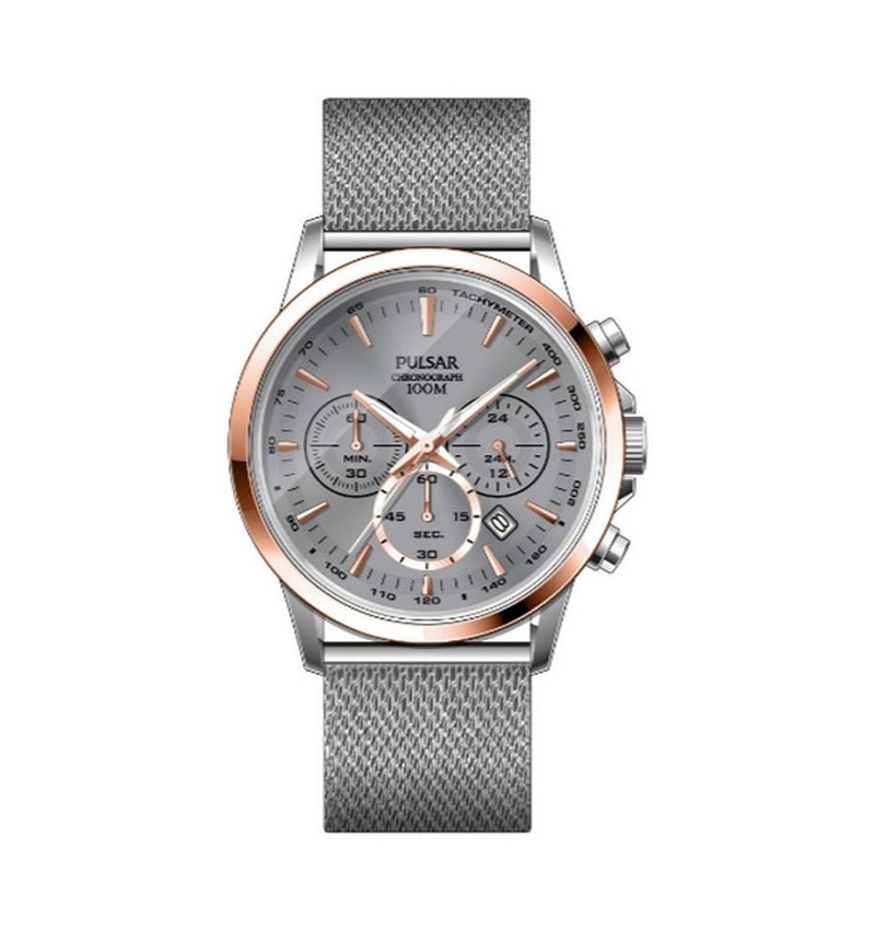 Montre homme sport chrono maille milanaise bi-colore pt3982x1