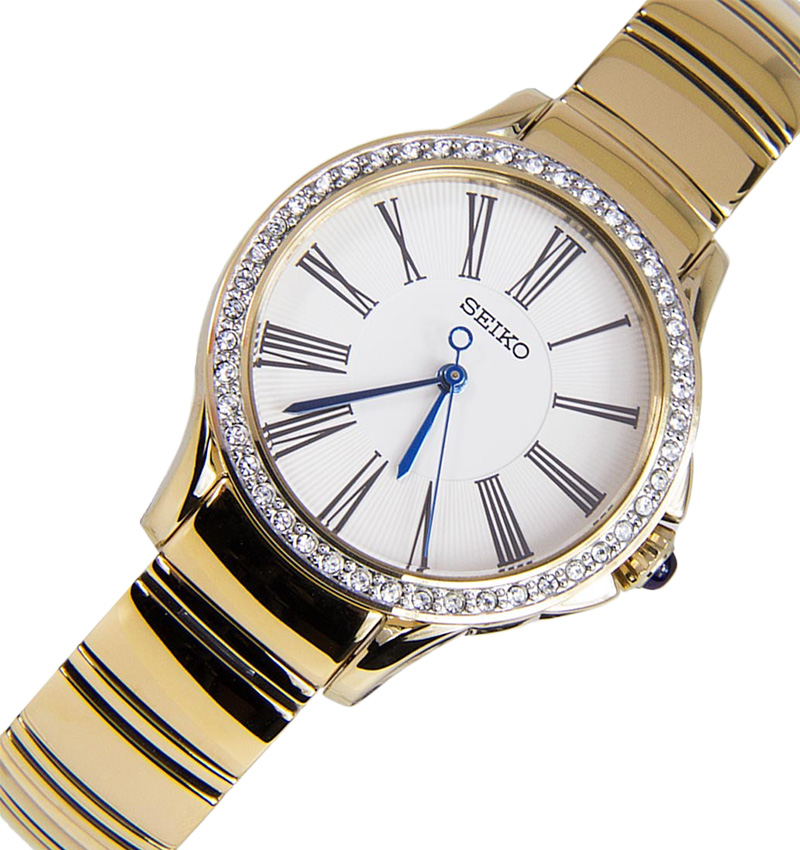 montre femme seiko classique maillons dorés