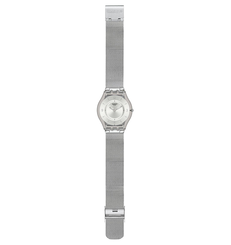 montre femme swatch metal knit sfm118m