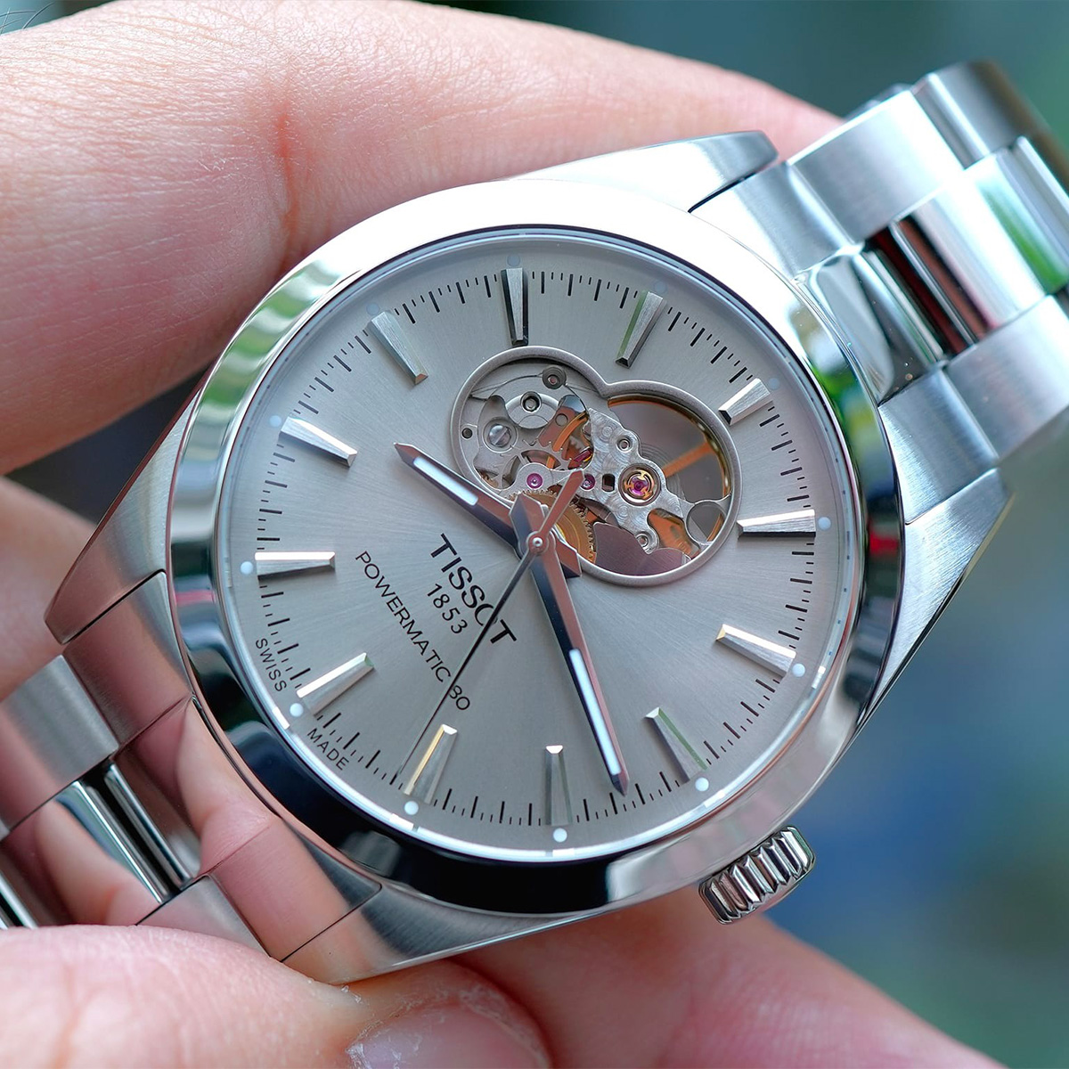 Montre homme tissot gentleman open heart t127.407.11.081.00