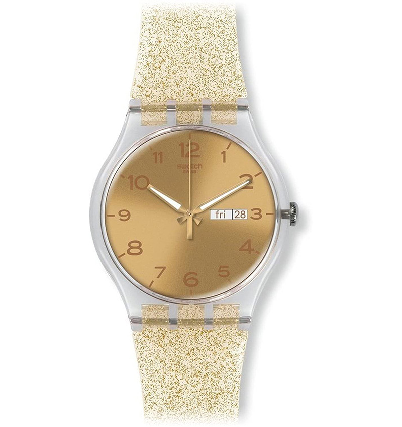 montre femme swatch golden sparkle suok704