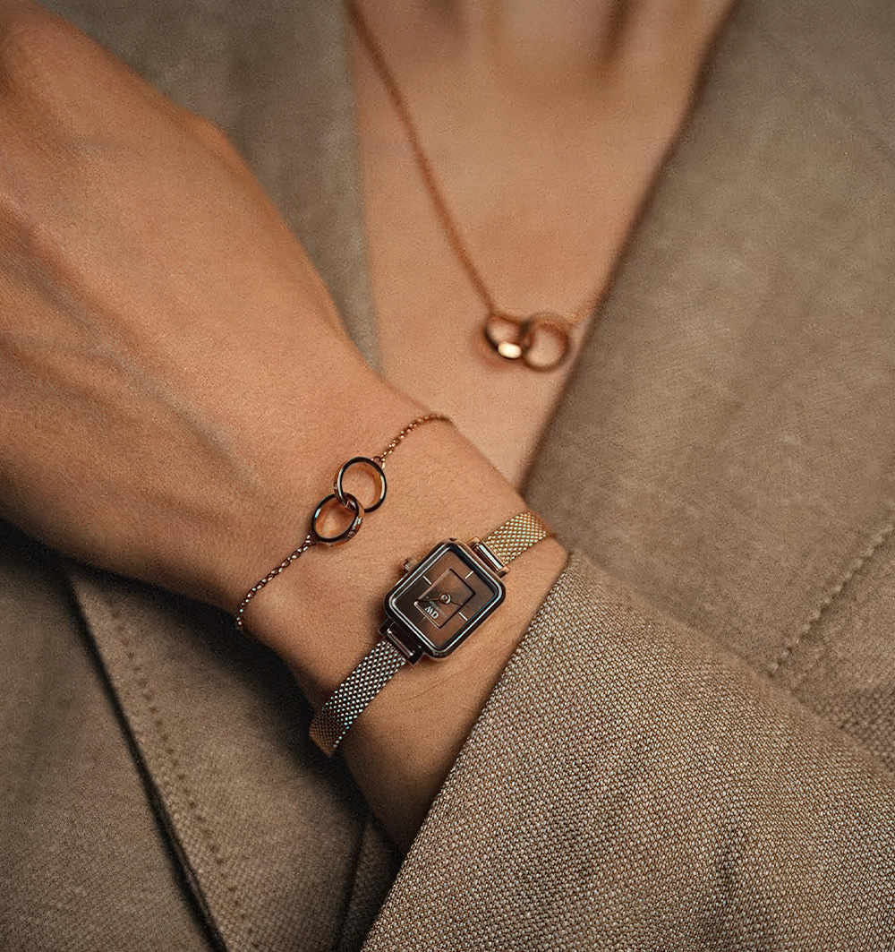 Montre femme daniel wellington quadro mini evergold amber