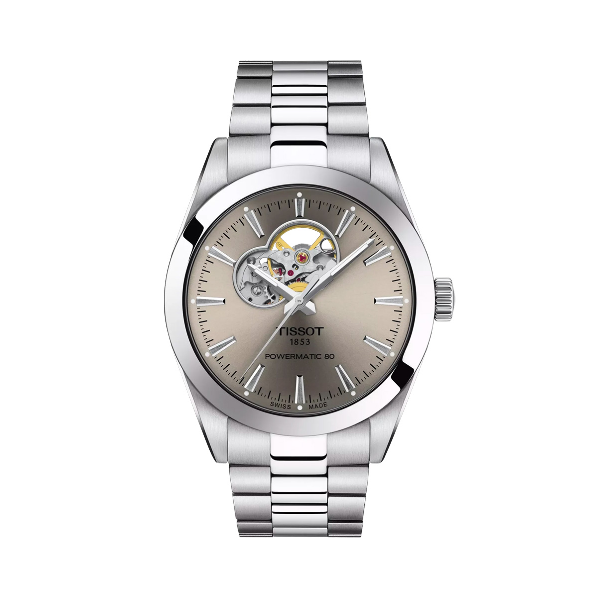Montre homme tissot gentleman open heart t127.407.11.081.00