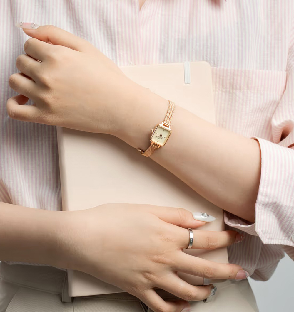 Montre femme daniel wellington quadro mini melrose champagne