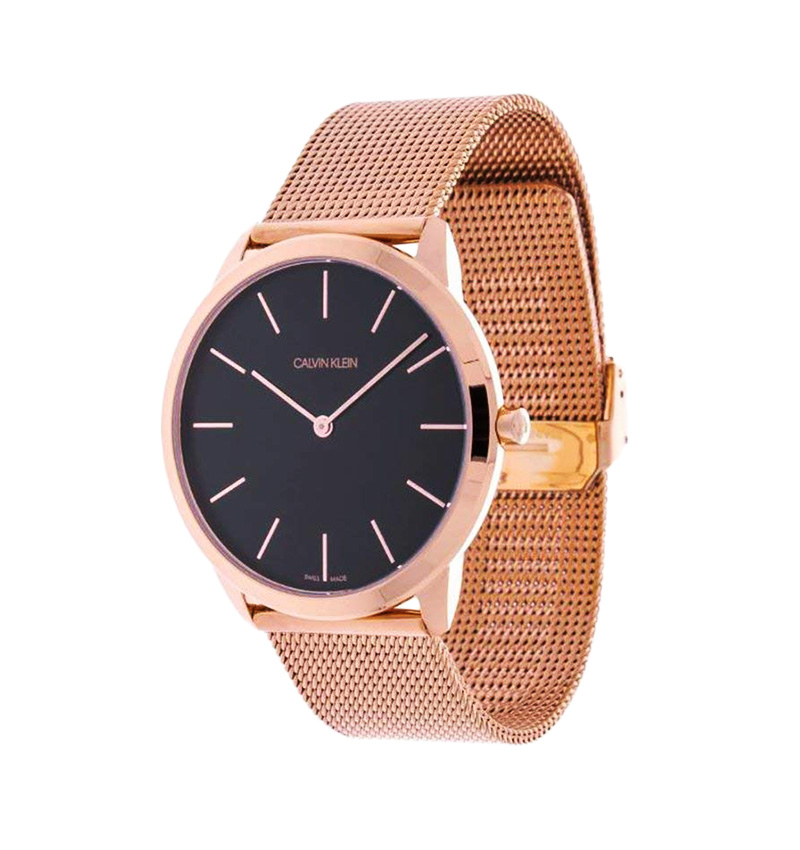 Montre Femme Calvin Klein minimale Maille Or Rose