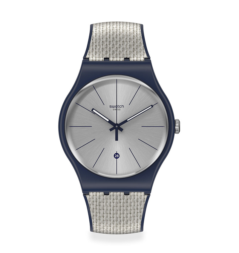 montre homme swatch grey cord suon402