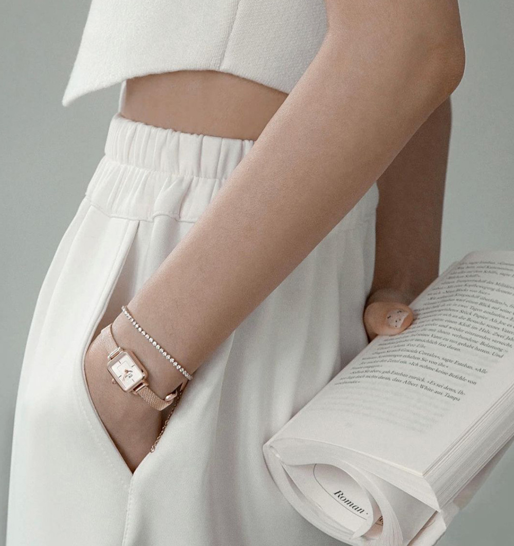 Montre femme daniel wellington quadro mini melrose champagne