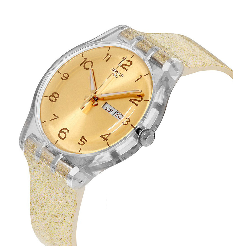 montre femme swatch golden sparkle suok704