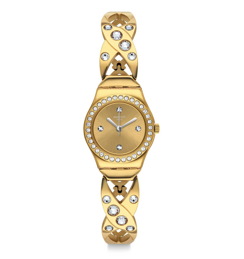 montre femme swatch gold hug ysg164g