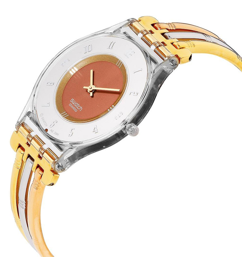 montre femme swatch classic tri gold sfk240